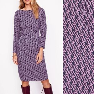 NEW Boden Florrie Printed Sheath Dress Blue Pink Sz 4
